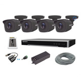 Kit 4 Cámaras 5mpx Epcom Negro Dvr 4 Ch Disco 1tb Conectores