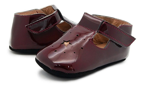 Zapatitos Piel Suaves Bebé Niña C/moño Dk 78 Vino 10-13