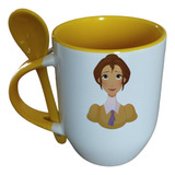 Taza Con Cuchara Disney Princesa Jane Personalizable
