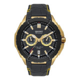 Relógio Orient Masculino Cronógrafo Mtscc044 Dourado Couro Cor Da Correia Preto Cor Do Bisel Preto Cor Do Fundo Preto