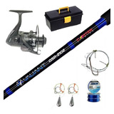 Set Pesca Reel Frontal 5 Rulem Caña 2.10m Caja Completa Rio