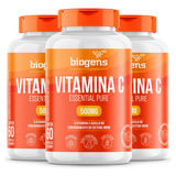 Kit 3x Vitamina C Essential Pure 500mg, 60cáps Biogens, Full