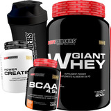 Combo Whey Protein Concentrado + Creatina + Bcaa + Shaker