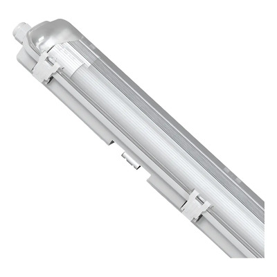 3 Pz Luminaria Prueba De Vapor Y Polvo (con 2 Tubos Led 18w) Gris
