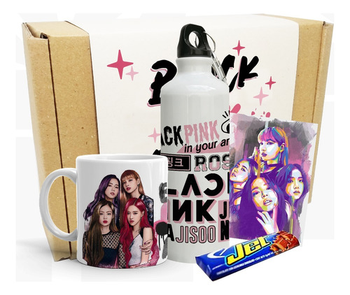 Caja De Regalo Black Pink/ Mug/botella/personalizado/