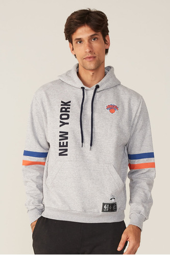 Moletom Nba Fechado Com Capuz New York Knicks Cinza Mescla