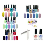 Kit Gel Semipermanente 4 Gamas+base+top+lima+aceite, Esmalte