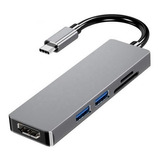 Hub Tipo-c 5 En 1 Hdmi + Usb3.0 X 2 + Lectro Sd Y Microsd 