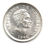 10 Centavos 1942 Bogotá Plata Sin Circular Proof Like