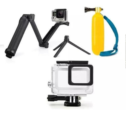 Kit Caixa Estanque Acessórios Gopro 7 Flutuante Bastao 3 Way