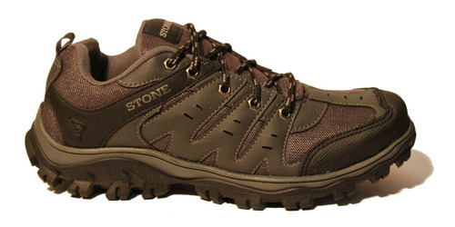 Zapatillas Hombre Stone 4104 Trekking Montaña Gris Marron