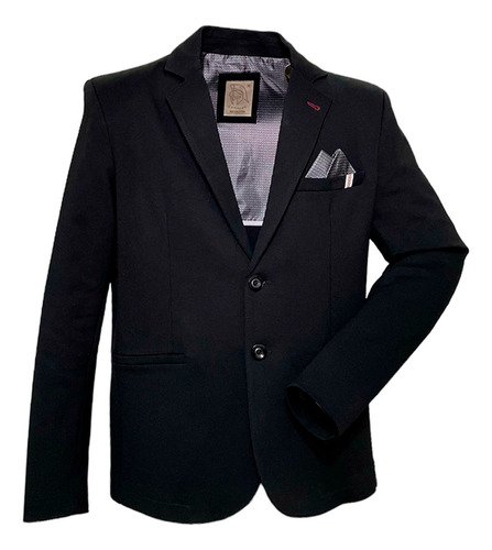 Saco Blazer Tela  Ponti Strech Color Negro Slim Fit