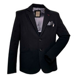 Saco Blazer Tela  Ponti Strech Color Negro Slim Fit