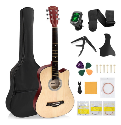 Guitarra Acústica Weluvfit Q350 Ga Para Diestros Natural Tilo Laqueado