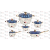 Batería De Cocina 12 Pz Huanyu Blue Acero Inoxidable 