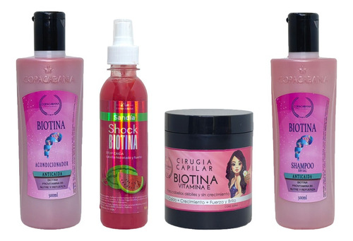 Kit Shampoo + Acondicionador + Crema + Spray De Biotina