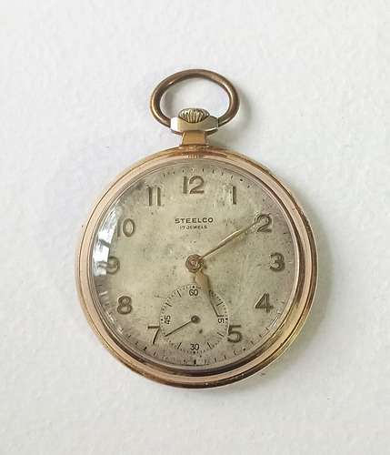 Antiguo Reloj De Bolsillo Steelco Chapa De Oro Suizo 30s