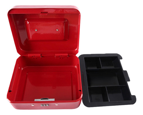 Caja Organizadora De Efectivo Con Cerradura Y Bandeja Rojo