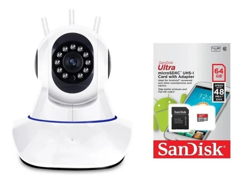 Camara Ip Wifi Vision Nocturna 2mpx 3 Antenas + Micro Sd 64g