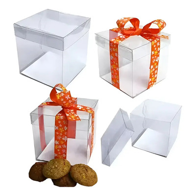 50 Cajas Cubo Acetato Base Y Tapa Transparente 10x10x10 Cm | Meses sin interés