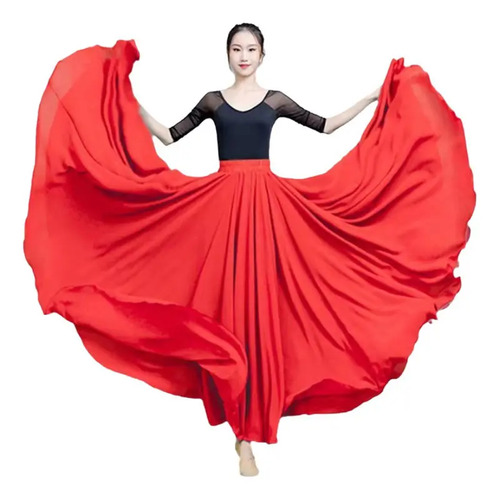 Qz- Falda Largo Doble Capa Gasa Disfraces Traje De Baile