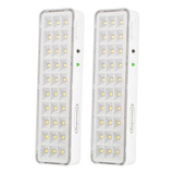 Kit 2 Luminárias De Emergência Led 30 Lâmpada 2,5h/5h Slim