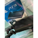  Sony Playstation 3 Super Slim, 250gb + 56 Jogos + 2 Controles Sem Fio
