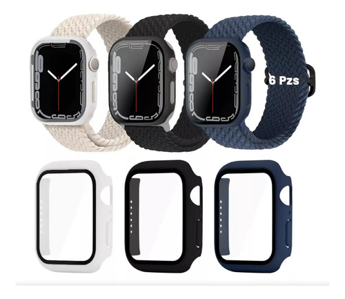 6 Correa Nylon Para Apple Watch+case Serie10\u002F8\u002F7\u002F6\u002F5\u002F4\u002F3\u002F2\u002F1 | Meses sin interés
