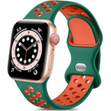 Correa Deportiva P/apple Watch 38-40-41mm Verde/naranja M/l