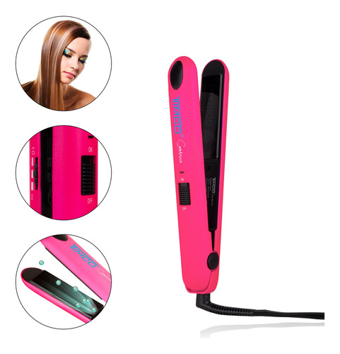 Plancha De Cabello Cerámica Control Frizz Color Rosa Timco