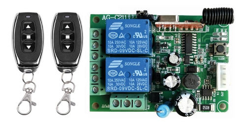 Receptor Inalámbrico 2 Canales 12v 2 Controles Rem. 433mhz