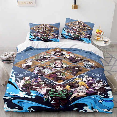 Juego De Ropa De Cama Con Funda De Edredón Demon Slayer, Ind