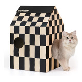 Casa De Carton Para Gatos Con Almohadilla Para Rascar Y Hier