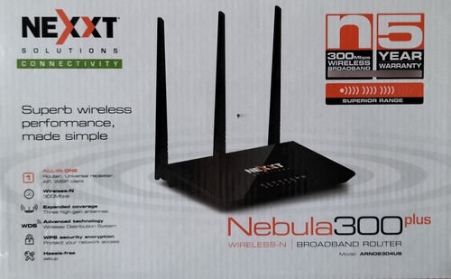 Router, Repetidor, Wisp Nexxt Solutions Nebula 300plus Negro