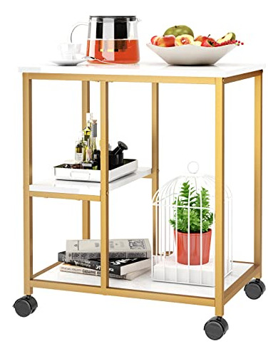 Sogeshome Gold Bar Cart, Utility Bar Carrito De Servicio Kit