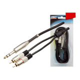 Cabo 2 Rca X P10 Stereo Profissional Ouro 1.8 Metros