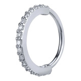 Piercing Argola Cravejada Prata 925  8mm Torção Nariz Orelha