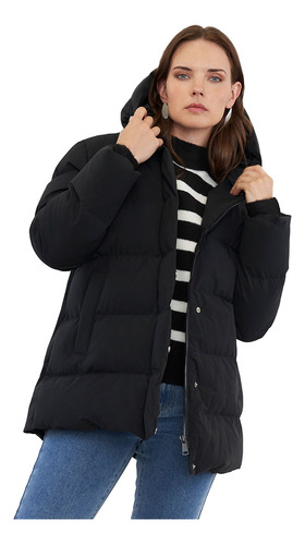 Parka Mujer Oversize Poliéster Reciclado Negro Corona