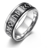 Anillo Runas Vikingo Nórdico En Titanio Giratoria Hombre