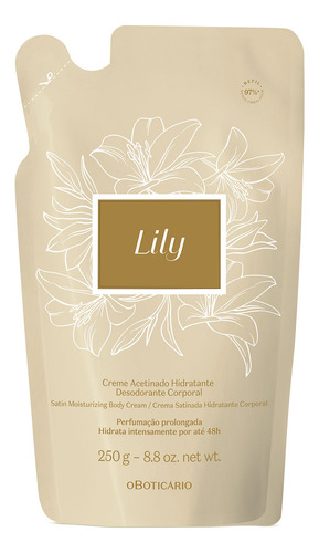 Refil Creme Acetinado Desodorante Hidratante Corporal Lily 