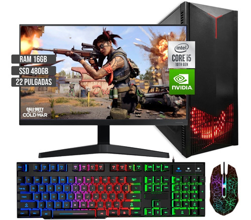 Pc Torre Gamer Intel Core I5 10400 Ssd 480gb Ram 16 Led 22 