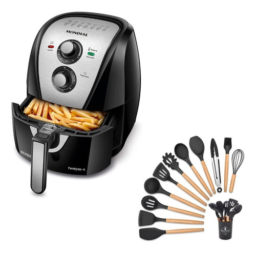 Fritadeira Air Fryer Mondial 4l 110v + Kit Utensílios Gamer 