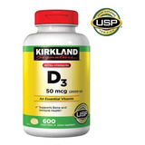 Vitamina D3 50mcg 2,000iu Ayuda Corazon Huesos 600 Softgels