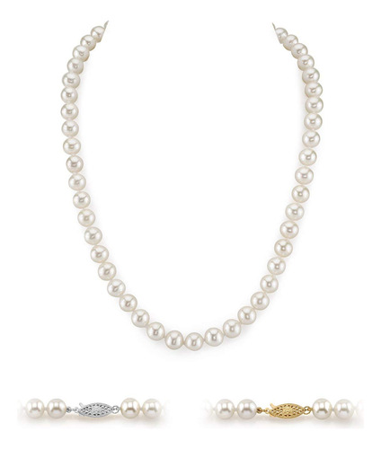 The Pearl Source - Collar De Perlas Color Blanco Cultivadas.