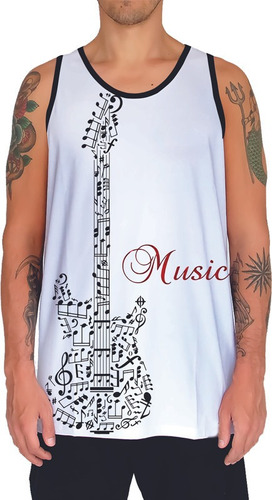 Camiseta Regata Notas Musicais Musica Som Clave Sol Fa Do 3