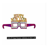 Gafas 3d Happy New Year X 12 Multicolor Cartón Navidad