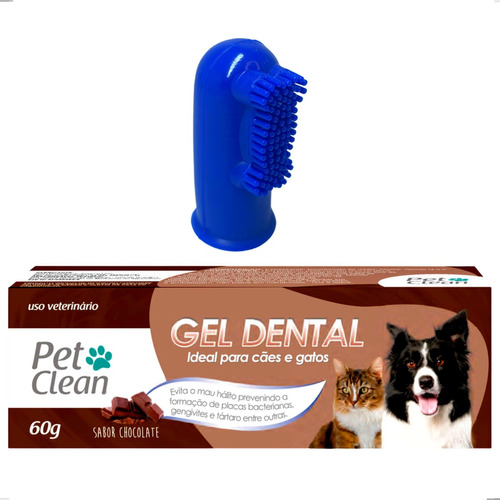 Pasta De Dente Cães Pet Clean + Escova Dedeira Cor Sortida