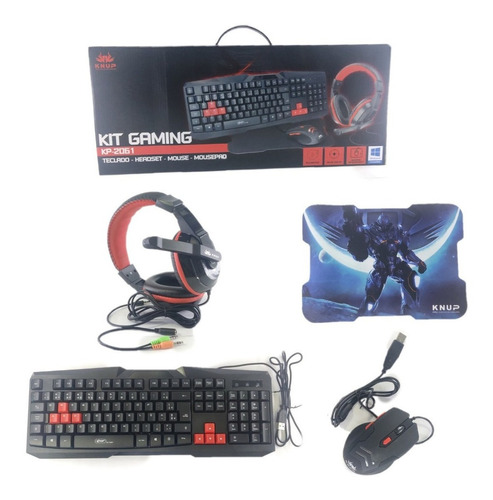 Combo Kit Gaming Knup Teclado- Mouse- Headset- Mousepad Game