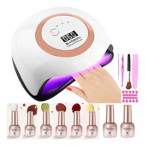 Kit Profesional Lámpara De Uñas 168w Uv Para Manicura Uñas