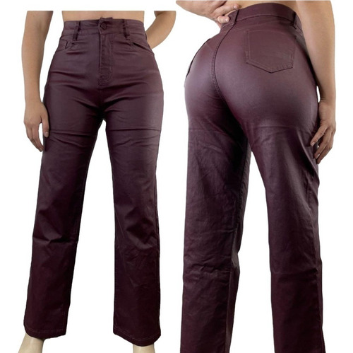 Pantalon Eco Cuero / Pata Ancha - Mujer